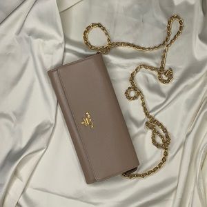 SOLD Prada Saffiano Leather Chain Wallet